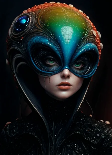 Ombre color scheme of neon blue, neon pink, neon yellow, neon green, neon orange, cinematic photo cinematic photo big eyed alien, Padded Appendages aphid dark gray and bronze, online sculpture, naoto hattori, jeremy lipking, dark sky-blue and orange neon glitch, subsurface scattering, Photorealistic, Hyperrealistic, analog style, realistic, film photography, soft lighting, heavy shadow, 35mm photograph, film, professional, 4k, highly detailed <lora:GigerRainbowXL:0.49> g1h3r, <lora:linquivera:0.38> linquivera, liiv1 <lora:Melting_world:0.36> <lora:envyStarlight_v10:0.8> <lora:fx-monsters-XL:0.36>,, subsurface scattering, Photorealistic, Hyperrealistic, analog style, realistic, film photography, soft lighting, heavy shadow, 35mm photograph, film, professional, 4k, highly detailed