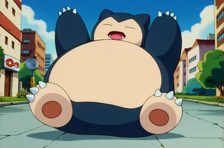 score_5, score_6, score_7, score_9, score_8_up, source_anime, pokemon, official style, retro, BREAK ,<lora:SnorlaxPony:0.9> ,snorlax, pokemon \(creature\), no humans,closed eyes, outdoors, solo, fangs, claws, city, day, full body, two-tone skin, background, pawpads, 3 toenails, 3 toes, 5 fingers,