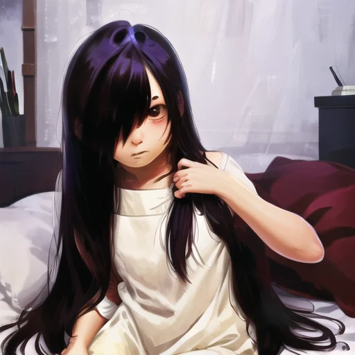 ((masterpiece)),(best quality), absurdres,sadako_yamamura,<lora:Sadakobest:0.8>, 1girl, solo, <lora:alkemanubisStyle_alkemanubisV1:0.7>,