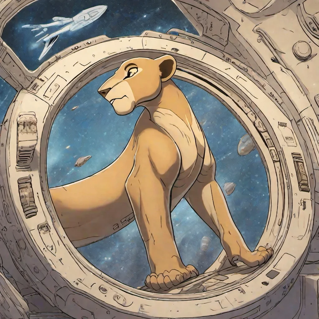 detailed drawing of <lora:nala-SDLX-flexible:1.0> nala sitting in the cocpit of a spaceship