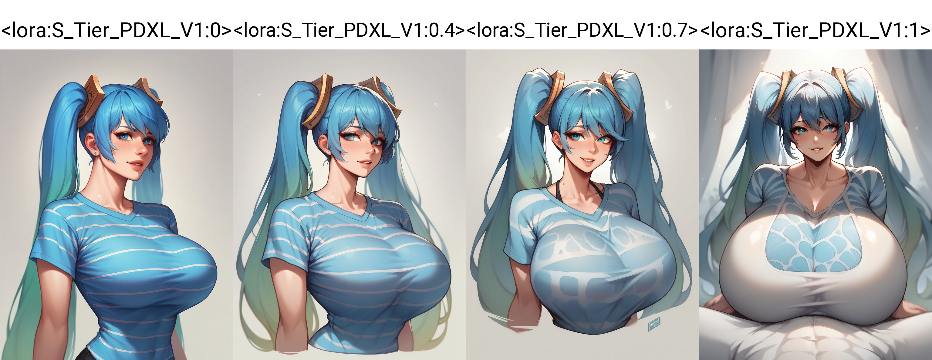 (score_9, score_8_up), score_7_up, score_6_up, best quality, highest quality, BREAK 
sona, twintails, blue hair,
(pattern shirt:1.1), huge breasts, 
 <lora:S_Tier_PDXL_V1:0>