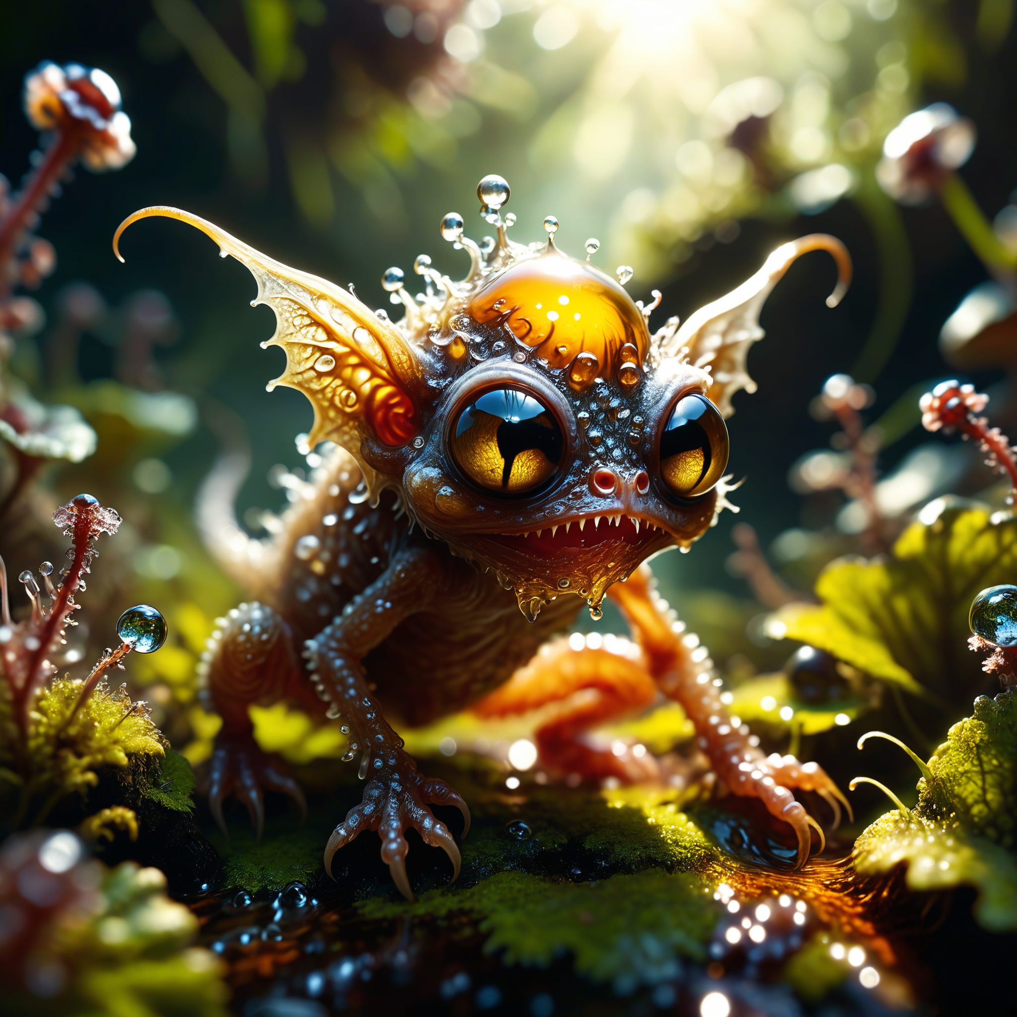 award-winning macro photo, (short depth of field:1.2), (fractal art:0.5), the (diminutive:1.4) "gelatinous glumgremlin" is a (suprising:1.1) and (enigmatic:1.3) (biomorphic life form:1.1), it thrives among the (outlandish flora:1.3) in the peatlands on planet "nurbleball prime", (dappled sunlight:1.2), (old masters painting:1.1), (intricate details:1.1), (creature focus:1.1), <lora:lyco-style-envydramaticlightingxl01_digital_art-xl:0.56> <lora:midjourney_mimic-xl-by_andrexsel:0.44> <lora:more_artful-xl:0.36> <lora:extremely_detailed-detail_slider-v2-xl-by_ntc:1.0> <lora:envybetterhiresfixxl01-xl:0.0:hr=1.0>