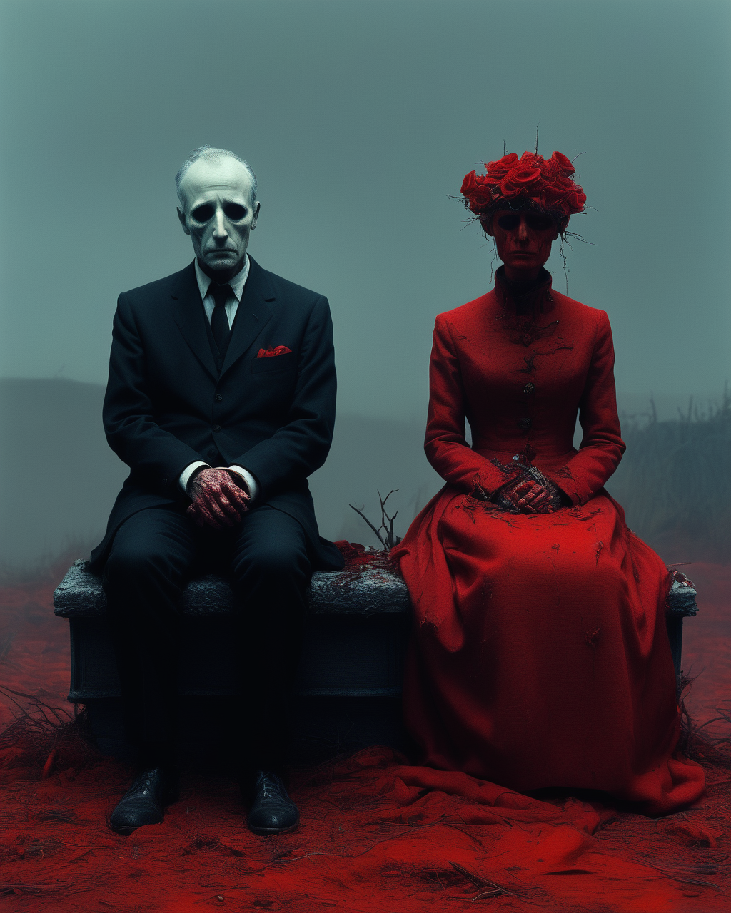 heartbroken liches, married liches getting a divorce, romance lost, heartache, sad, melancholy, Tim Burton, Nicola Samori, Beksinski,  dystopian surrealism, vivid intense colors, red, ultra focus, <lora:add-detail-xl:1> <lora:xl_more_art-full_v1:0.6>  <lora:XSfenlie:1> fenliexl