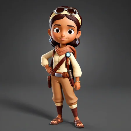 girl Yemeni character standing Explorer, adventurous, compass, uncharted, discover, curiosity, pioneering, intrepid, world traveler, quest. <lora:STYLIZARD_v1:0.95>