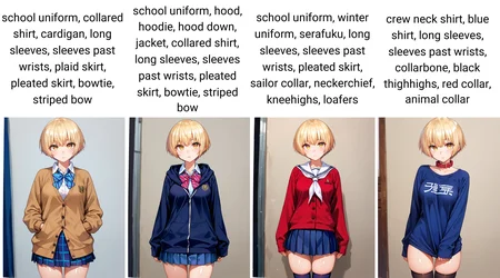score_9, score_8_up, score_7_up, source_anime, anime screencap, anime coloring, masterpiece, best quality, traditional media, uncensored, 1girl, solo, (cowboy shot:1.2), shina kitajima, yellow eyes, blonde hair, short hair, bangs, medium breasts, school uniform, collared shirt, cardigan, long sleeves, sleeves past wrists, plaid skirt, pleated skirt, bowtie, striped bow, <lora:Shina Kitajima_Silhouette_Pony:1.0> cute face, shiny body, shiny skin, (skindentation:1.2), clear skin, shiny hair, ultra detailed eyes, depth of field, sharp, (intricate details, hyperdetailed:1.15)