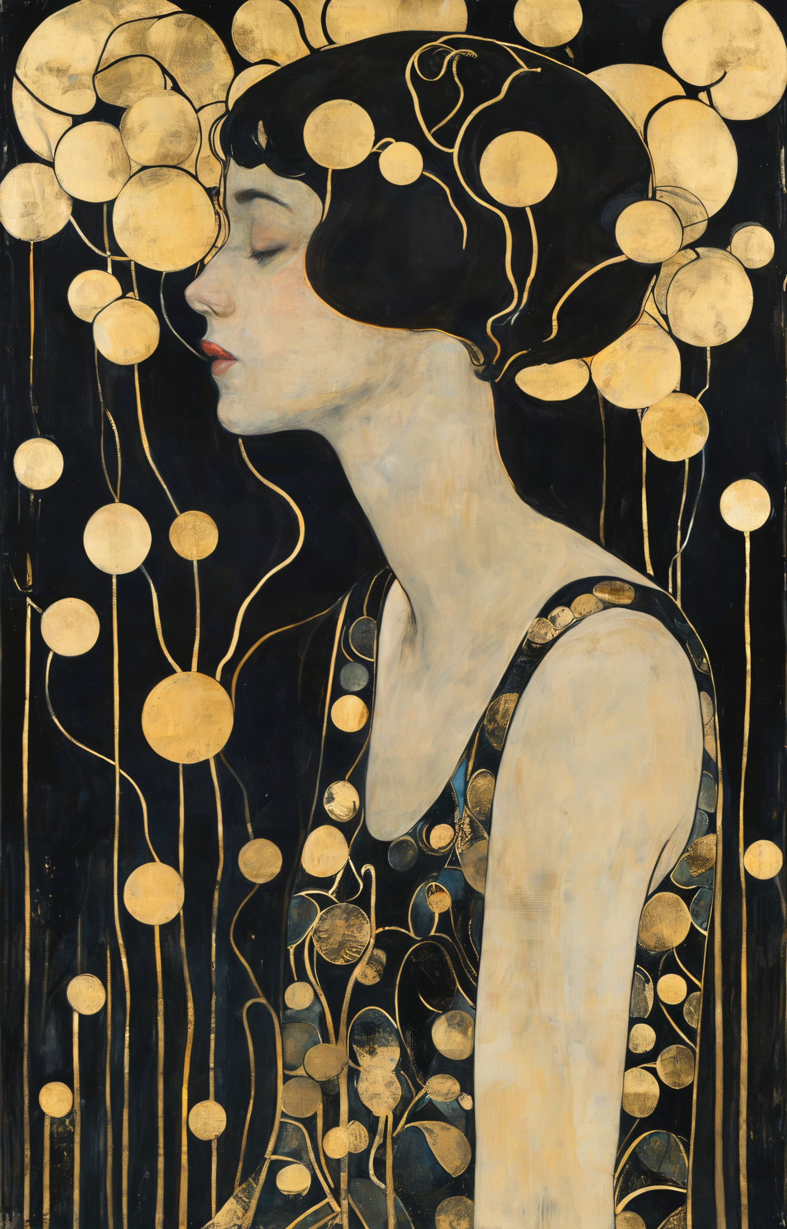 masterpiece,best quality,<lora:tbh269-sdxl:0.9>,illustration,style of Koloman Moser, tech genius teenage girl