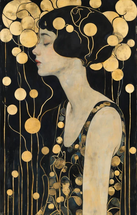 masterpiece,best quality,<lora:tbh269-sdxl:0.9>,illustration,style of Koloman Moser, tech genius teenage girl