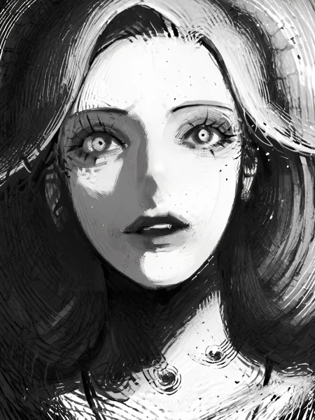 score_9, score_8_up, score_7_up, score_6_up, score_5_up, <lora:NxhqtXLP:1> nxhqt, greyscale, monochrome, portrait,