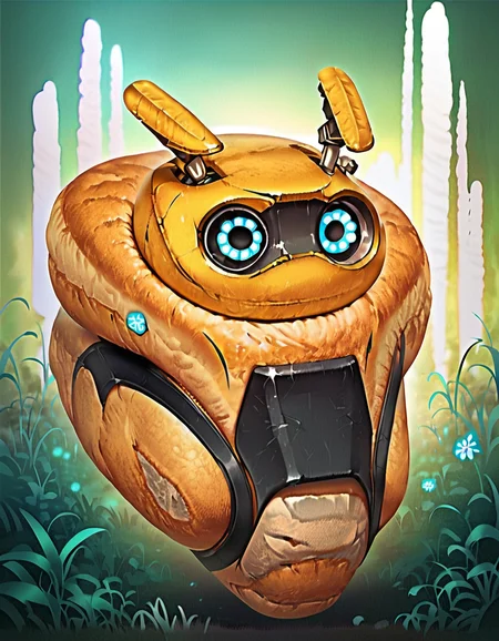 anime artwork score_9, score_8_up, score_7_up, best quality, high quality, highly detailed, cel shading, source_cartoon, <lora:Smooth Style LoRA XL:0.6> buggcru, small antennas, yellow robot, floating, glowing blue eyes, mikus-concept, face on bread, <lora:Bread Concept - Pony Diffusion v6 SDXL:0.8> <lora:bugg_Crucible-10:1>