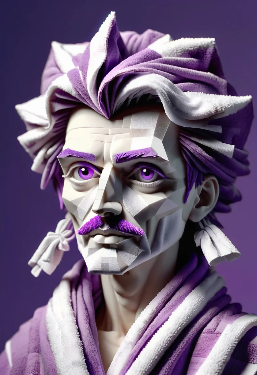 DonMT0w31XL towel, fauvism, bleak, ambient occlusion, godot engine, dada, high-speed photography, digital art, all-in-focus, 2k, unique, flashback, purple <lora:DonMT0w31XL-000010:1>