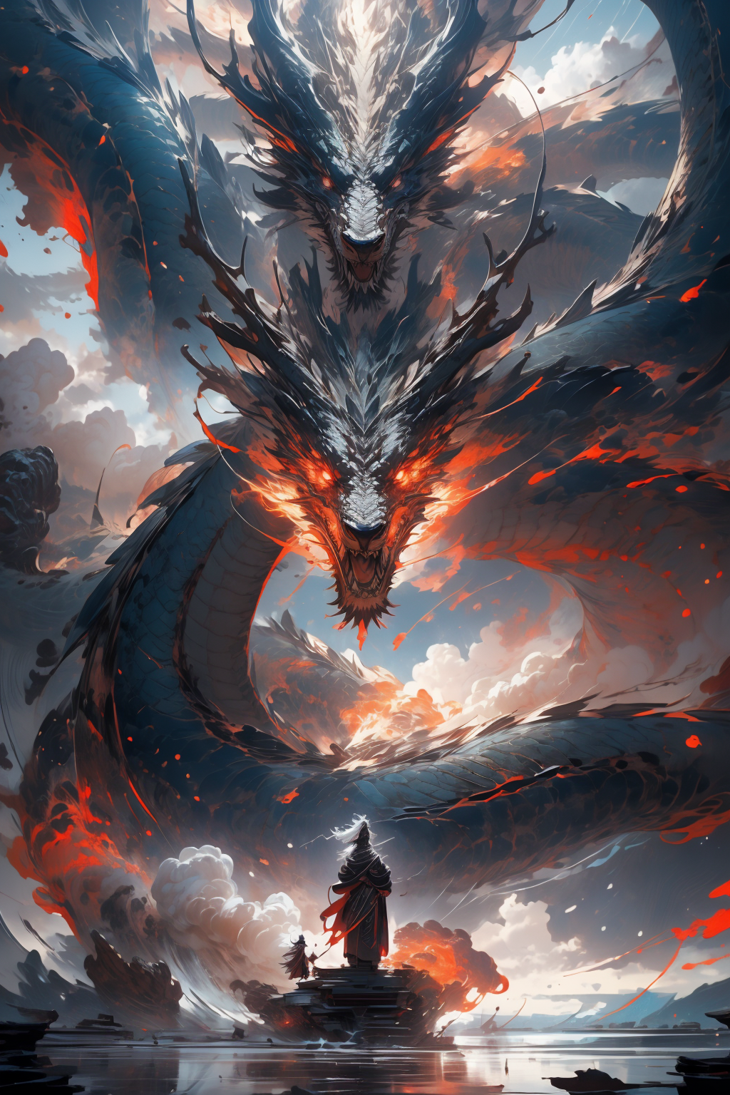 masterpiece, best quality, flames, abstract, divine being, otherly world, powerful, 
<lora:Chinese dragon:0.85> chinese dragon, dragon, sky, outdoors, cloud, glowing, horns, standing,
<lora:more_details:0.4>
 <lora:Cosmic anime-oil fusion v2:0.4> 
<lora:AnimeVibesV3:0.25> animevibes, 
<lora:3DMM_V11:0.5> 3DMM 
<lora:midjourney_20230624181825:0.4> midjourney ,
 <lora:LAS:0.25> colorful, clouds, 
<lora:msw_locon-t2:0.45>
 <lora:wuxia2:0.5> gu, shiny, shiny hair, shiny skin, shiny clothes