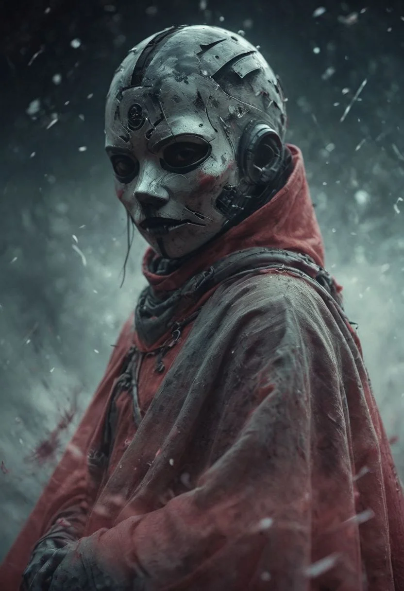 DARK throwing a Stone Pose, fight stance, Leg Up, Low Angle View,. a woman with rotten Guy fawkes mask and a outworn detailed old high collar and vibrant translucent DARK-red cyberpunk Samurai jacket, Large linen cape ,surrounded by a detailed monochrome spacescape with translucent vibrant Blood red Highlights, hyper-detailed, sharp, high resolution, high quality, 32K, Ultra realistic, HD, super detailed, line art, abstract style
. ethereal, atmospheric haze, Film grain, cinematic film still, shallow depth of field, highly detailed, high budget, cinemascope, moody, epic, OverallDetail, gorgeous, 2000s vintage RAW photo, photorealistic, candid camera, color graded cinematic, eye catchlights, atmospheric lighting, skin pores, imperfections, natural, shallow dof,
In the depths of this nocturnal tableau lies the promise of exploration and discovery, where the spirit of the astronaut converges with the boundless possibilities of the cosmos. Though Earthbound for now, her spirit remains untethered, reaching out towards the distant stars with an unyielding resolve to explore, to discover, and to soar beyond the limits of imagination.