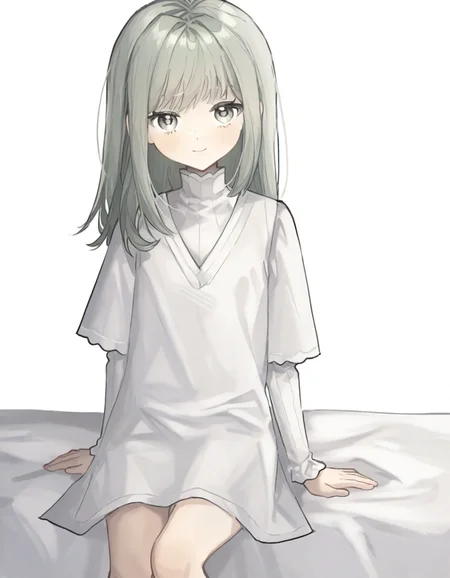 1girl,solo,looking at viewer,simple background,white background,sitting,smile,littlevertin,cowboy shot,<lora:littlevertin-000010:1>,, masterpiece, best quality, very aesthetic, absurdres,newest, incredibly absurdres,