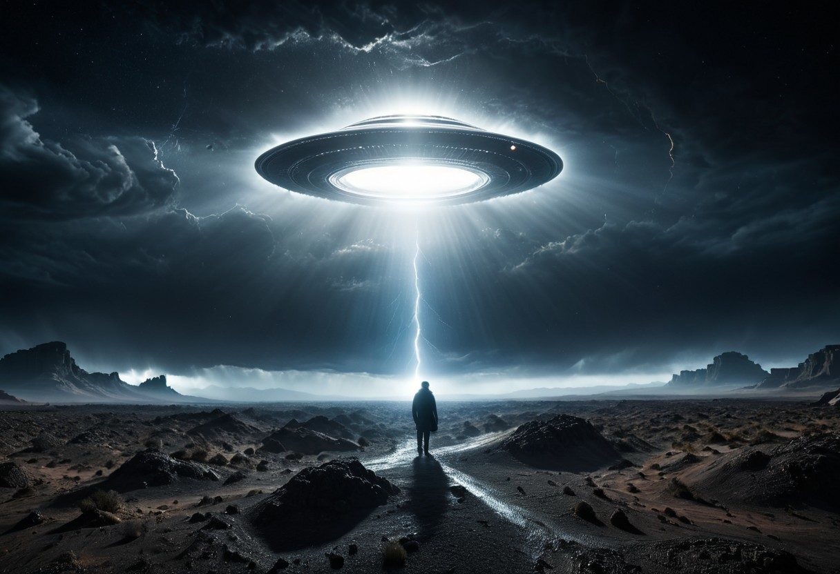 giant extraterrestrial grays watching planet earth closely with universe around them::3
high definition photography, sci-fy style, poetical scene, desert, storm, thunder, ufo flying, Depth of Field, F/ 2. 8, high Contrast, Cinematic Lighting, ethereal light, intricate details, extremely detailed, incredible details, full colored, complex details, Photography, Photoshoot, wide angle shot, Super Resolution, ProPhoto RGB, Massive, Big, Spotlight, Frontlight, Halfrear Lighting, Backlight, Rim Lights, Cinematic Lighting, volumetric Light, Contre Jour, Rembrandt Lighting, Beautiful Lighting, Accent Lighting, Global Illumination, Ray Tracing Global Illumination, Optics, Materiality, Ambient Occlusion, Glowing, Shadows, Rough, Shimmering, Ray Tracing Reflections, Chromatic Aberration, CGI, VFX, SFX, 8k, insanely detailed and intricate, hypermaximalist, elegant