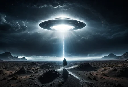 giant extraterrestrial grays watching planet earth closely with universe around them::3
high definition photography, sci-fy style, poetical scene, desert, storm, thunder, ufo flying, Depth of Field, F/ 2. 8, high Contrast, Cinematic Lighting, ethereal light, intricate details, extremely detailed, incredible details, full colored, complex details, Photography, Photoshoot, wide angle shot, Super Resolution, ProPhoto RGB, Massive, Big, Spotlight, Frontlight, Halfrear Lighting, Backlight, Rim Lights, Cinematic Lighting, volumetric Light, Contre Jour, Rembrandt Lighting, Beautiful Lighting, Accent Lighting, Global Illumination, Ray Tracing Global Illumination, Optics, Materiality, Ambient Occlusion, Glowing, Shadows, Rough, Shimmering, Ray Tracing Reflections, Chromatic Aberration, CGI, VFX, SFX, 8k, insanely detailed and intricate, hypermaximalist, elegant