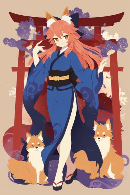 sambanekostyle, masterpiece, best quality, very aesthetic, absurdres, simple background,
tamamo \(fate\), tamamo_no_mae, 24 years old, mature female, kyuubi, torii
<lora:SambaNekoStyle_animagineV31_v110:1>