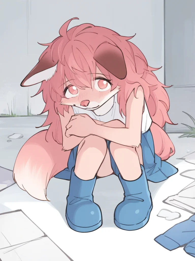 score_9, score_8_up, score_7_up, source_anime, BREAK
looking at viewer, <lora:Furr:1> p1nkfurr, pink hair, pink fur, white fur, two-tone fur, furry female, furry, pink eyes, long hair, dog ears, dog tail, white vest, no sleeves, blue skirt, blue boots,