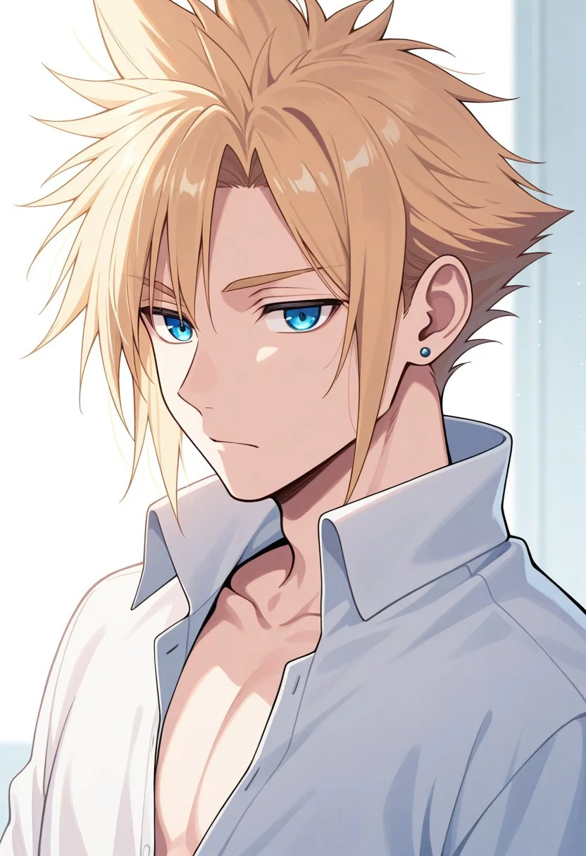masterpiece,best quality,amazing quality, source_anime,
SoutouKumo, 1boy, male focus, solo, blue eyes, blonde hair, spiked hair, jewelry, earrings, high collar, open collar,