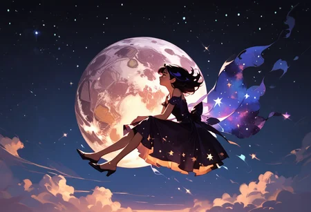 score_9, score_8_up, score_7_up, score_6_up, 1girl, ethereal, rated_safe, full body, floating, celestial beauty, fetal position, slinky night gown made of cosmic dust, swirling clouds of dark matter enfold her, cosmic background,trippy pink stars, shooting stars
