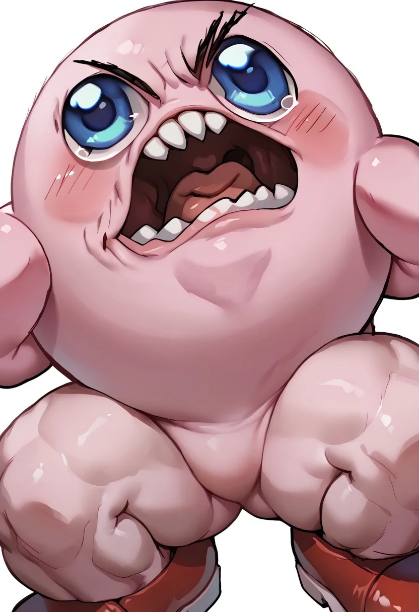 score_9, score_8_up, score_7_up BREAK LongKirby, dark blue eyes, pink body, blush, red shoes, smiling at viewer, rage, open_mouth, shouting,