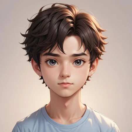 Portrait of a young man, 20yo, Photorealistic chibi art style, simple volumtric light background, ColorART,