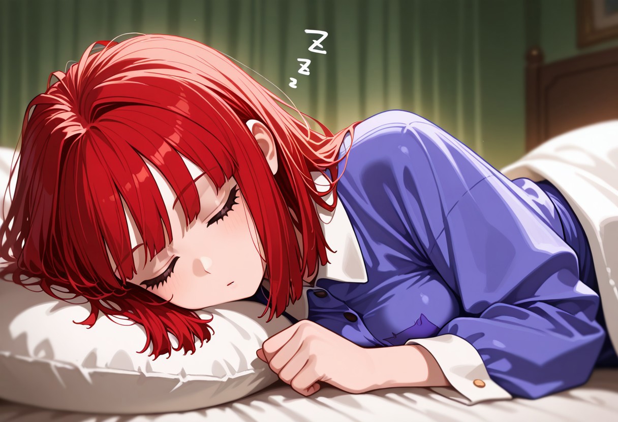 masterpiece, best quality, 32k, high resolution, absurdres, ragatha, hair down, sleeping