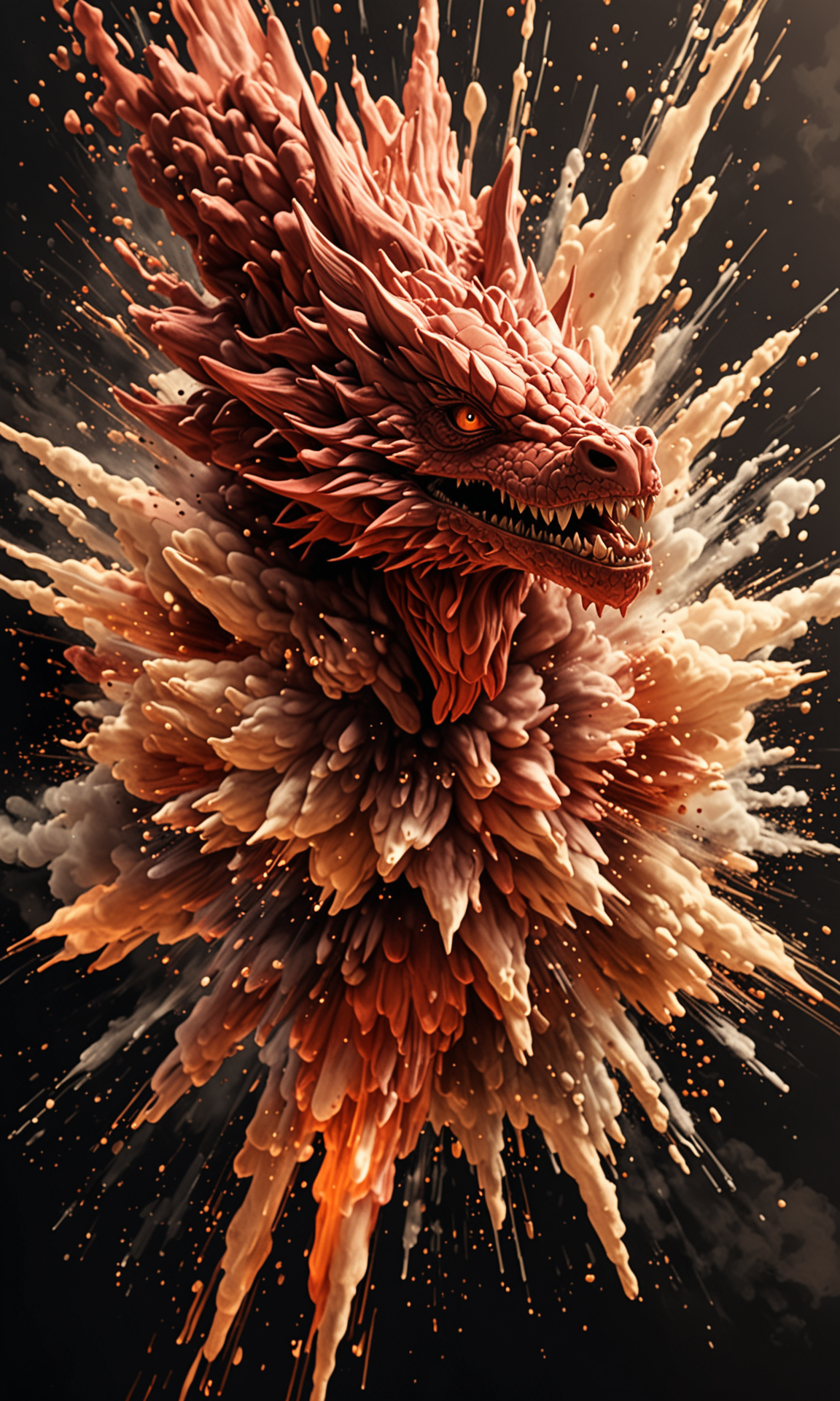 hyperrealistic art red dragon, explosion
 <lora:cxp:1.0> cxp style . extremely high-resolution details, photographic, realism pushed to extreme, fine texture, incredibly lifelike