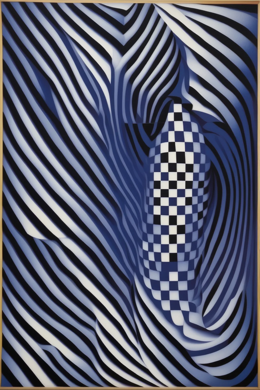 <lora:Op Art:1>Op Art - victor vasarely optical art, geometric form shaped sea waves, op art, made up of triangles and rectangles, thin and thik lines, horizontal and vertical lines