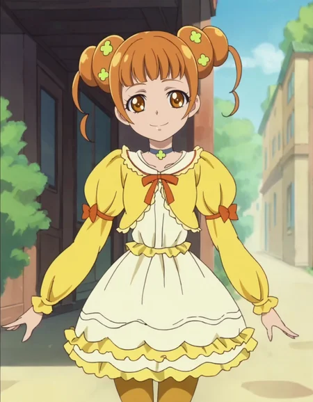 score_9, score_8_up, score_7_up, anime screencap, solo,1girl,yotsubaalice, pantyhose, smile,choker, dress,looking at viewer,hair ornament,cowboy shot ,medium breasts<lora:yotsubaalice:0.8>