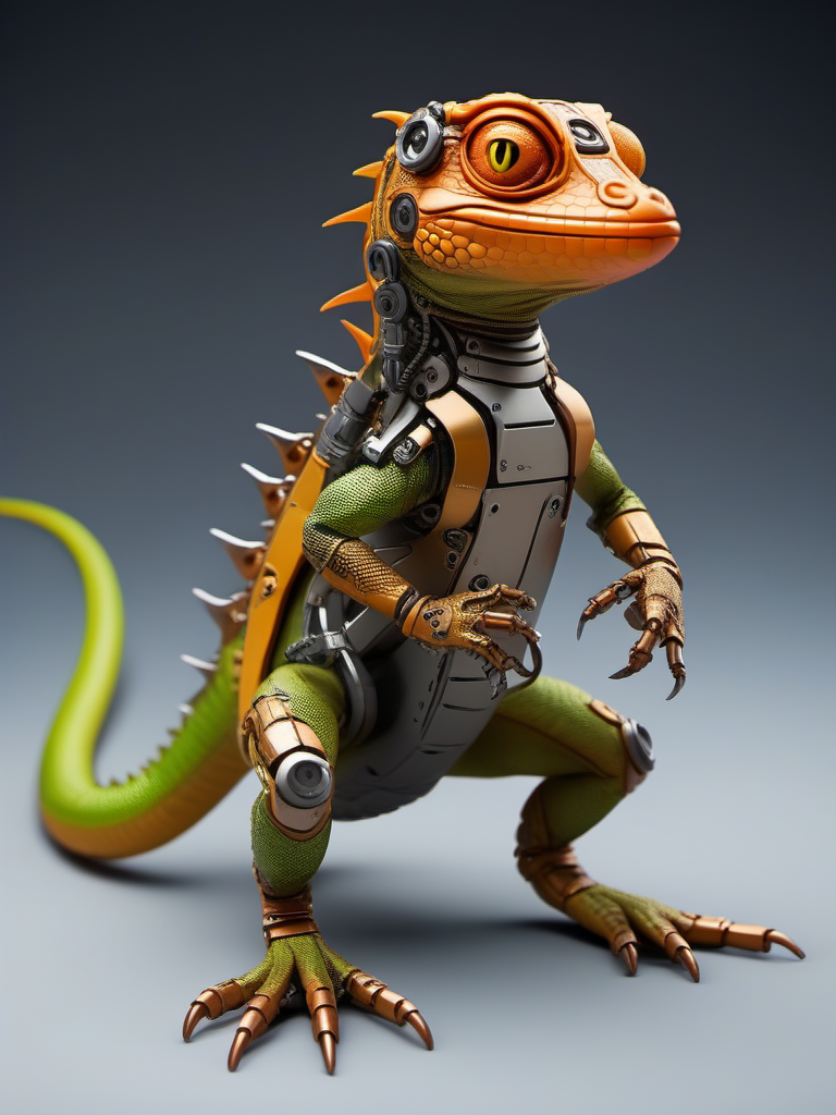jixie,This is a mechanized lizard with a cyberpunk style. It is composed of various mechanical parts,<lora:ä»¿çæºæ¢°V1:0.7>,