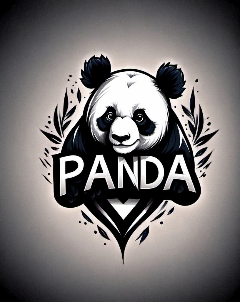 (text logo: Panda: 1), tattoo style, t-shirt design, flat colors, (black background), <lora:Harrlogos_v1.1:1> <lora:last:1>