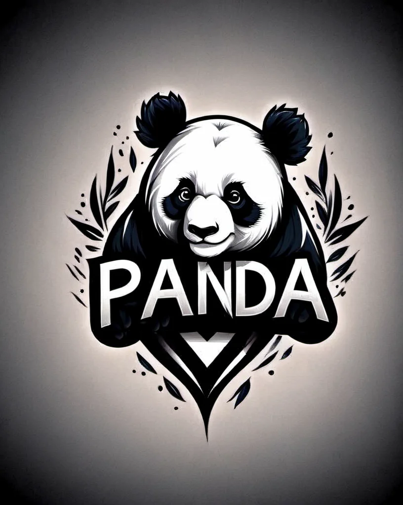 (text logo: Panda: 1), tattoo style, t-shirt design, flat colors, (black background), <lora:Harrlogos_v1.1:1> <lora:last:1>