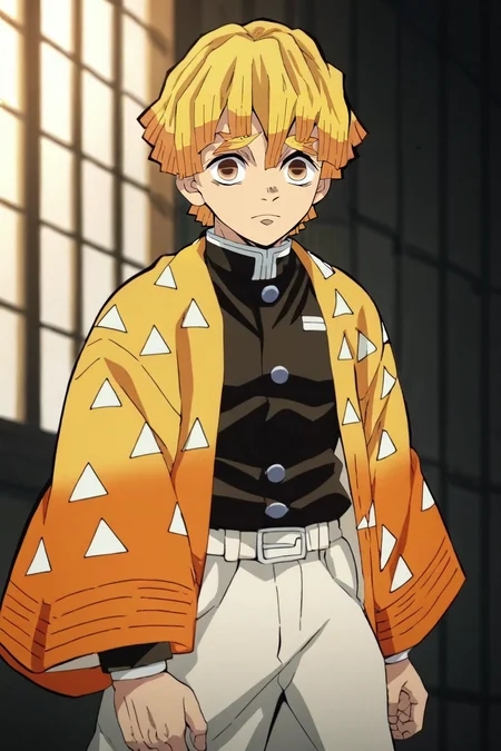 score_9, score_8_up, score_7_up, score_6_up, score_5_up, score_4_up, BREAK source_anime, anime screencap, anime coloring, , looking at viewer, , depth of field, 1boy, solo, male focus, <lora:zenitsu_agatsuma_pony:1>, zenitsu_agatsuma, , demon slayer uniform, pants, , sci-fi, , <lora:sdxl_lightning_8step_lora:1>