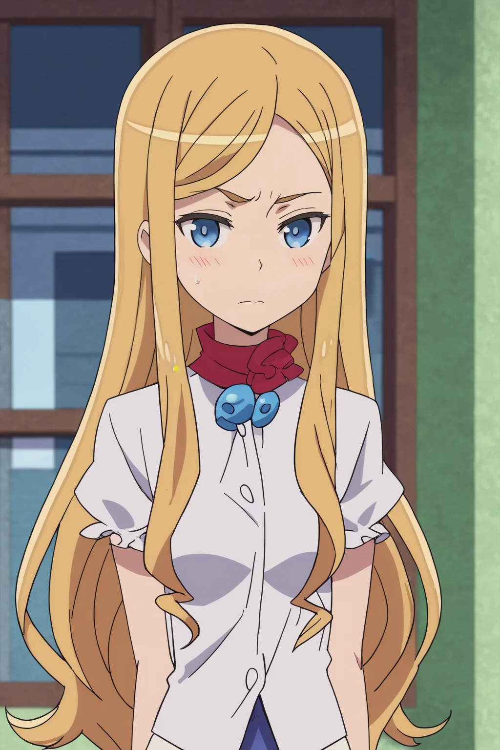 rating safe, score_10, score_8_up, score_7_up, score_6_up, uncensored, anime screencap, flat shadows BREAK miki shirasagi, 1girl