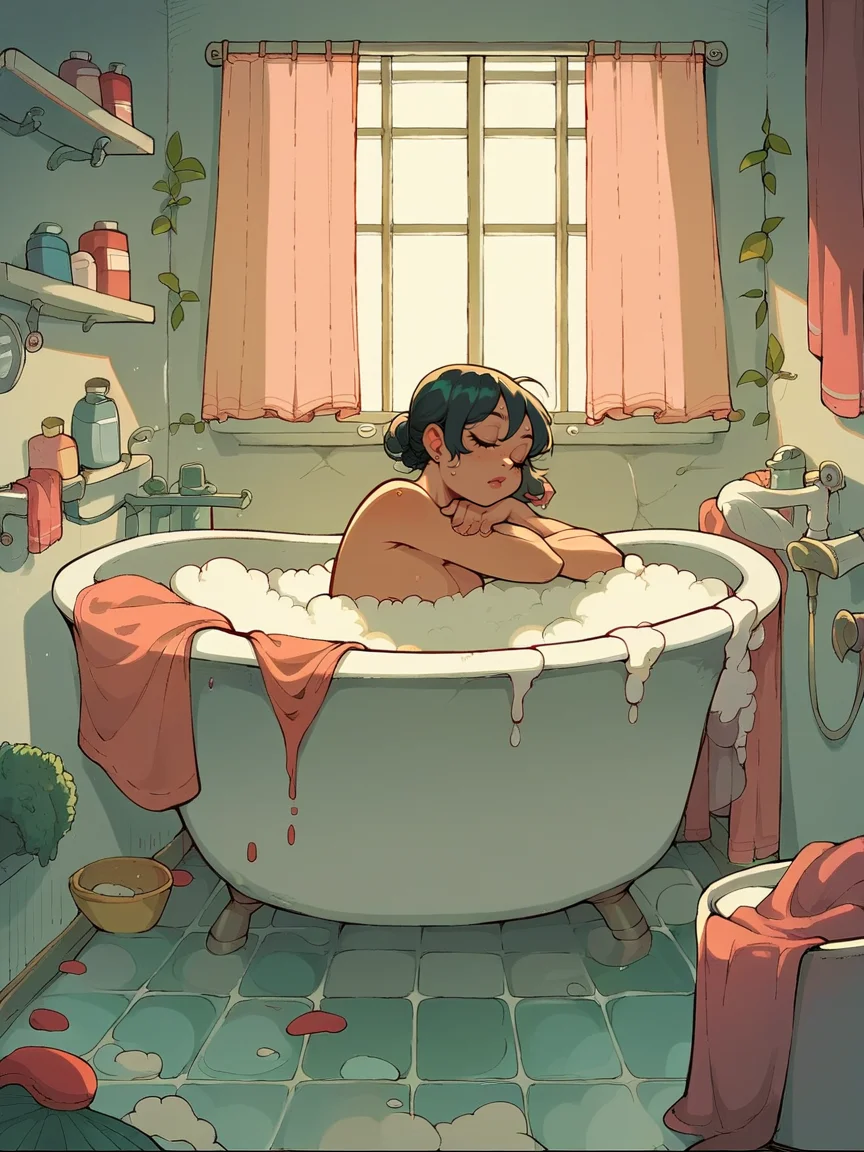 score_9, score_8_up, score_7_up, score_6_up, score_5_up, <lora:messyXLP:0.8> messy, indoors, bathroom, 1girl, bath