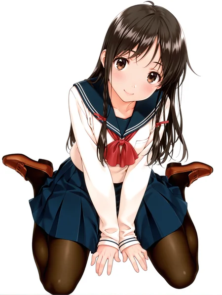 masterpiece,best quality,amazing quality,
1girl,solo,
<lora:sugihara_manami_ilxl_v1.0:1>,s_manami,black hair,long hair,hair ribbon,twin braids,brown eyes,
s_manami,serafuku,long_sleeves,blue skirt,black_pantyhose,brown loafers,
<lora:Fixhands_anime_bdsqlsz_V1:1>,simple_background,white background,looking_at_viewer,full body,smile,wariza,