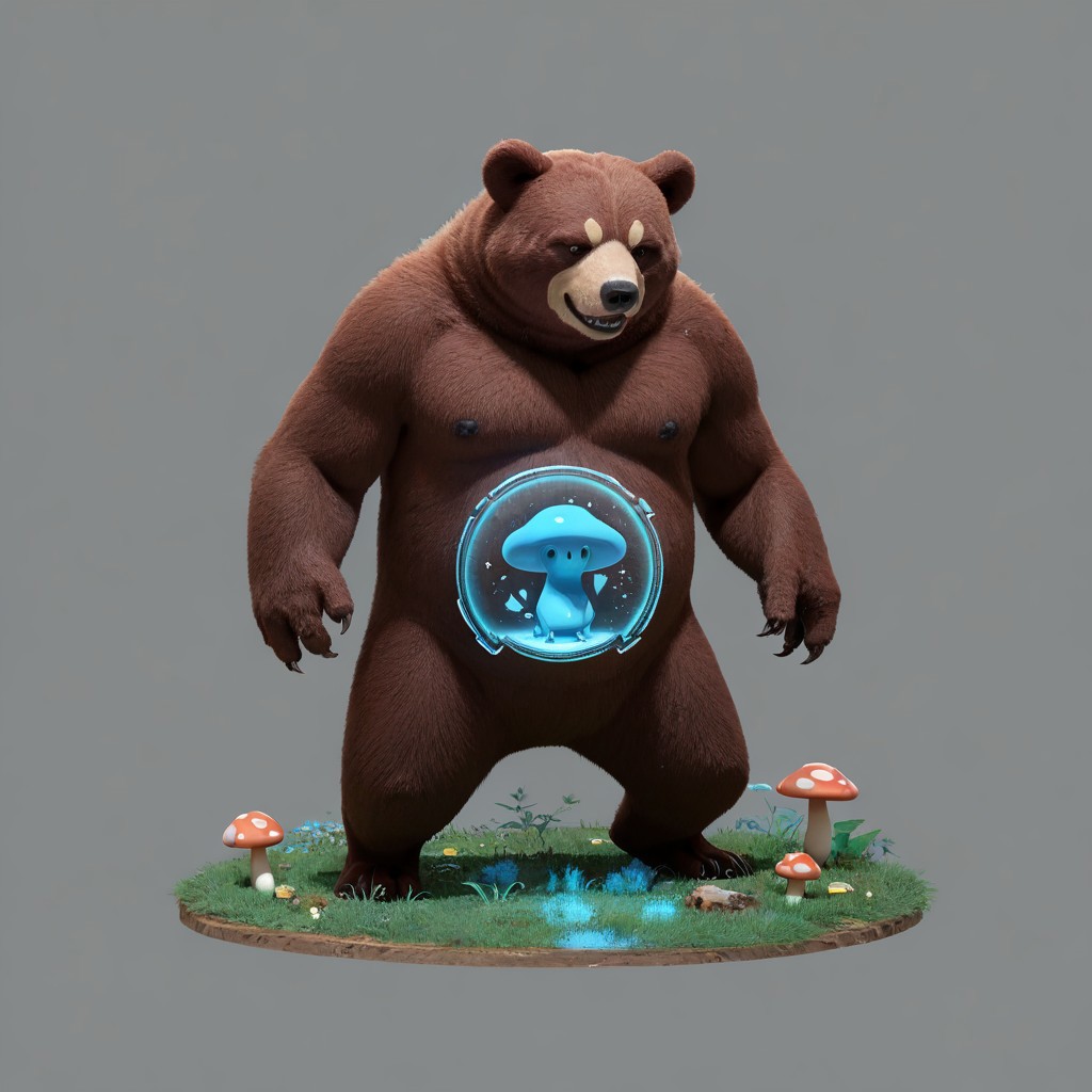 score_9, score_8_up, score_7_up,
p0k3m0n, pokemon, pokemon (creature), no humans, transparent background, simple background, full body, solo, standing,
(bear:0.9), (mushroom:0.8), (virtual:0.8), (holographic magic:0.8), (red panda:0.7), 
simple background, grey background,