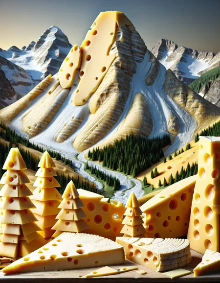 cheeselora, mountain, landscape, made of cheese