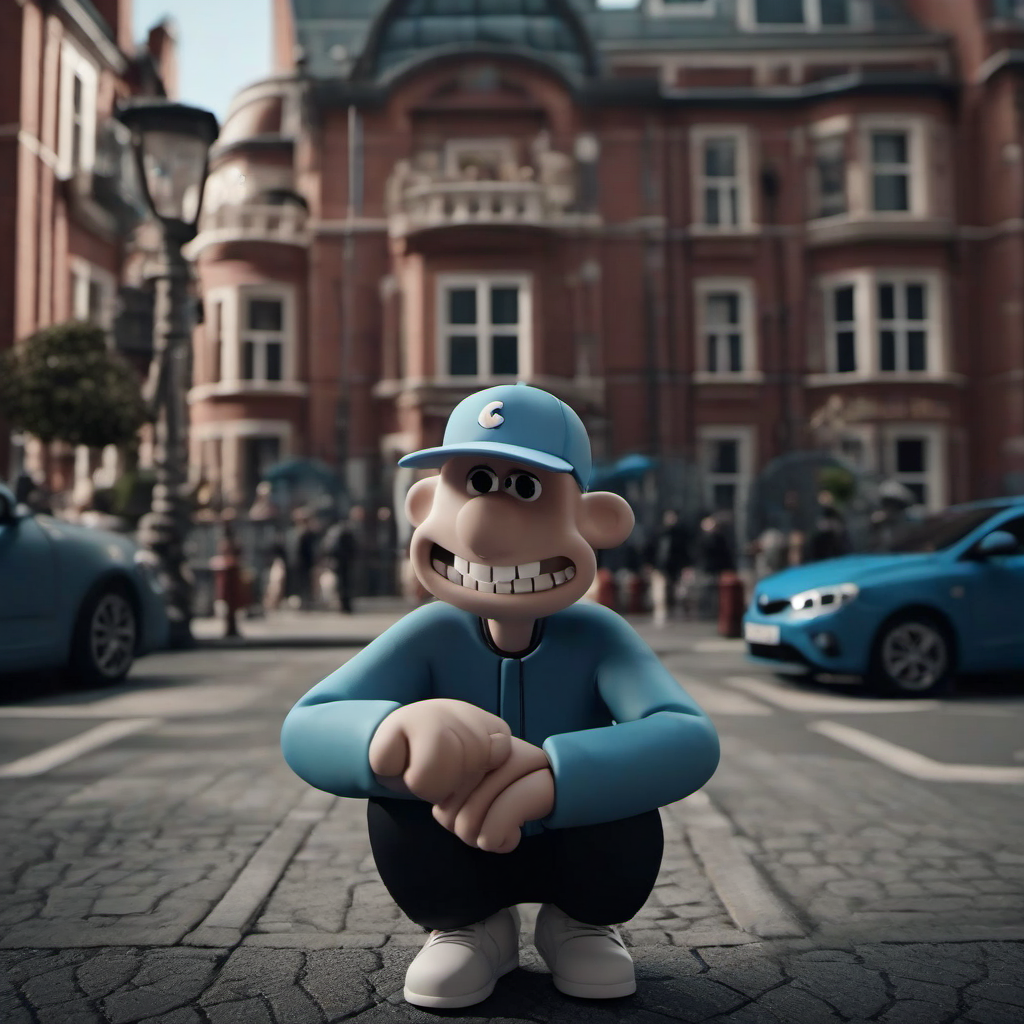 cinematic photo cinematic photo of a cartoon 1boy, bald, baseball cap, tracksuit, solo,  teeth, in the street, streetart <lora:WallaceGromit1024:0.8> . 35mm photograph, film, bokeh, professional, 4k, highly detailed . 35mm photograph, film, bokeh, professional, 4k, highly detailed