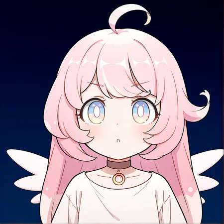 masterpiece, best quality, very aesthetic, absurdres, detailed, break, raphy_(princess_connect), 1girl,long hair,pink hair,ahoge,multicolored hair,bangs,blue eyes,wings,white dress,choker