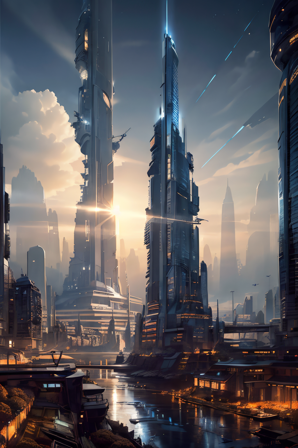 (Realistic:1.5) edobhorrorlandscape, tower, bone, light, animal, star (sky), short hair, short hair, sunlight, very wide shot, road, long hair, sign, silhouette, sunlight, planet, watercraft, jacket, skeleton, city lights, waterfall, bare tree, <lora:EdobSyFyHorrorFairyTale_v1.0:0.6> <lora:EdobSyFyCityLandscape_v1.0:0.6>