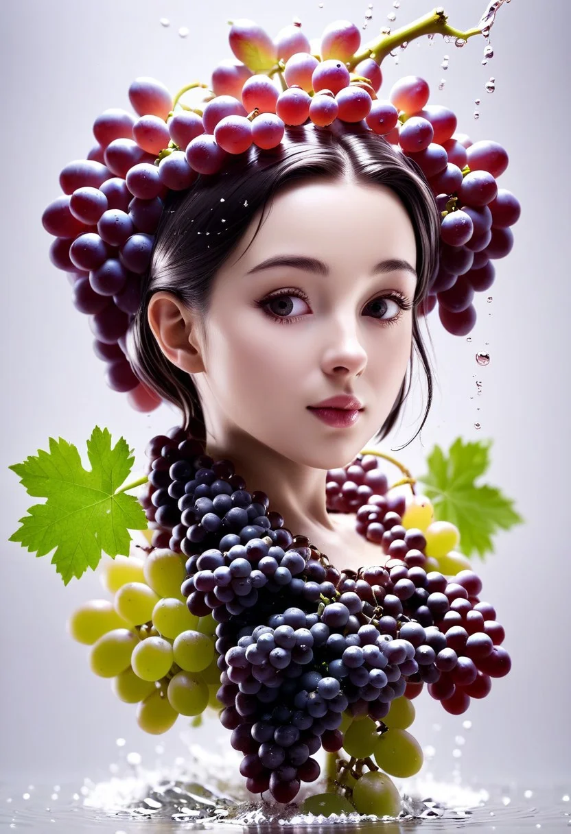 Masterpiece, best quality, 1girl, made from grapes