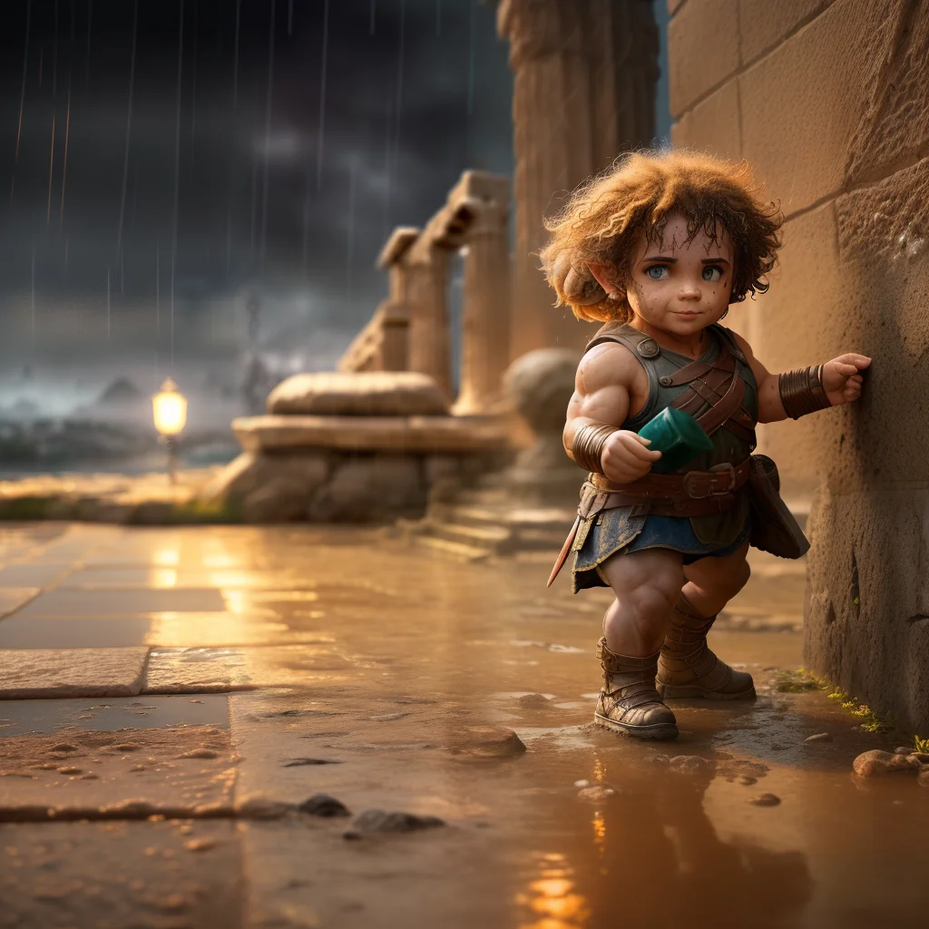 ((Rogue halfling)), ((man)), 40 year old, ((DnD)), a portrait of a laughing, toxic, muscle, god, elder, epic realistic, faded, (((hdr))), hyperdetailed, cinematic, warm lights, intricate details, muscle photo, full body in frame, (intricate details:1.2), (ancient greek armor:1.3), (pigtails:1.1), angry face, damaged dirty armor, epic realistic, face, (natural skin texture:1.1), ancient greece, (soaking wet of blood:1.2), bare dirty feet, gladiator arena background, (rain:1.3), dirt, high detailed skin, (wild hair:1.2), realistic skin details, look away, photorealism, (masterpiece:1.1), stunning, hdr, 8k, insane details, accurate anatomy, sharp focus, hdr, cinematic scene, (highly detailed eyes:1.2), (dark shot:1.17), epic realistic, faded, ((neutral colors)), art, (hdr:1.5), (muted colors:1.2), hyperdetailed, (artstation:1.5), cinematic, warm lights, dramatic light, (intricate details:1.1), complex background, (rutkowski:0.8), (teal and orange:0.4)