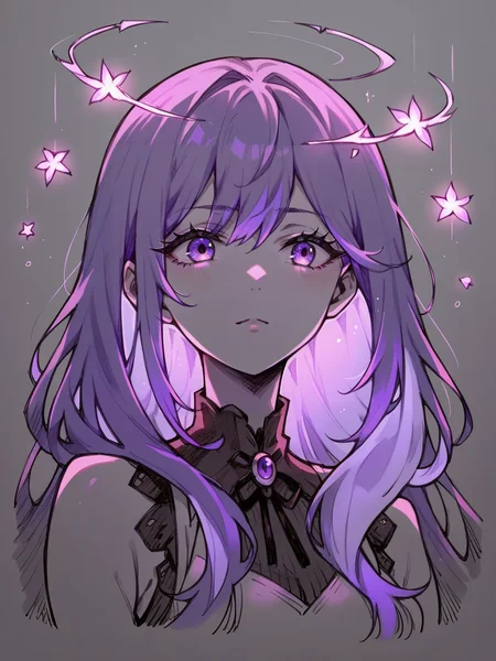 score_9, score_8_up, score_7_up, score_6_up, <lora:c0l0urgl0wXLP:1> c0l0urgl0w, 1girl, long hair, purple