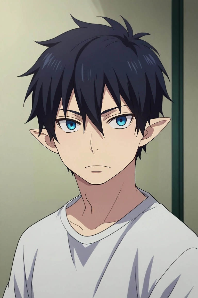 score_9, score_8_up, score_7_up, source_anime, rating_safe, , anime screencap, anime coloring, , looking at viewer, , 1boy, solo, male focus, <lora:rin_okumura_pony:0.82>, rin_okumura, black hair, blue eyes, short hair, hair between eyes, pointy ears, , , , , <lora:sdxl_lightning_8step_lora:1>