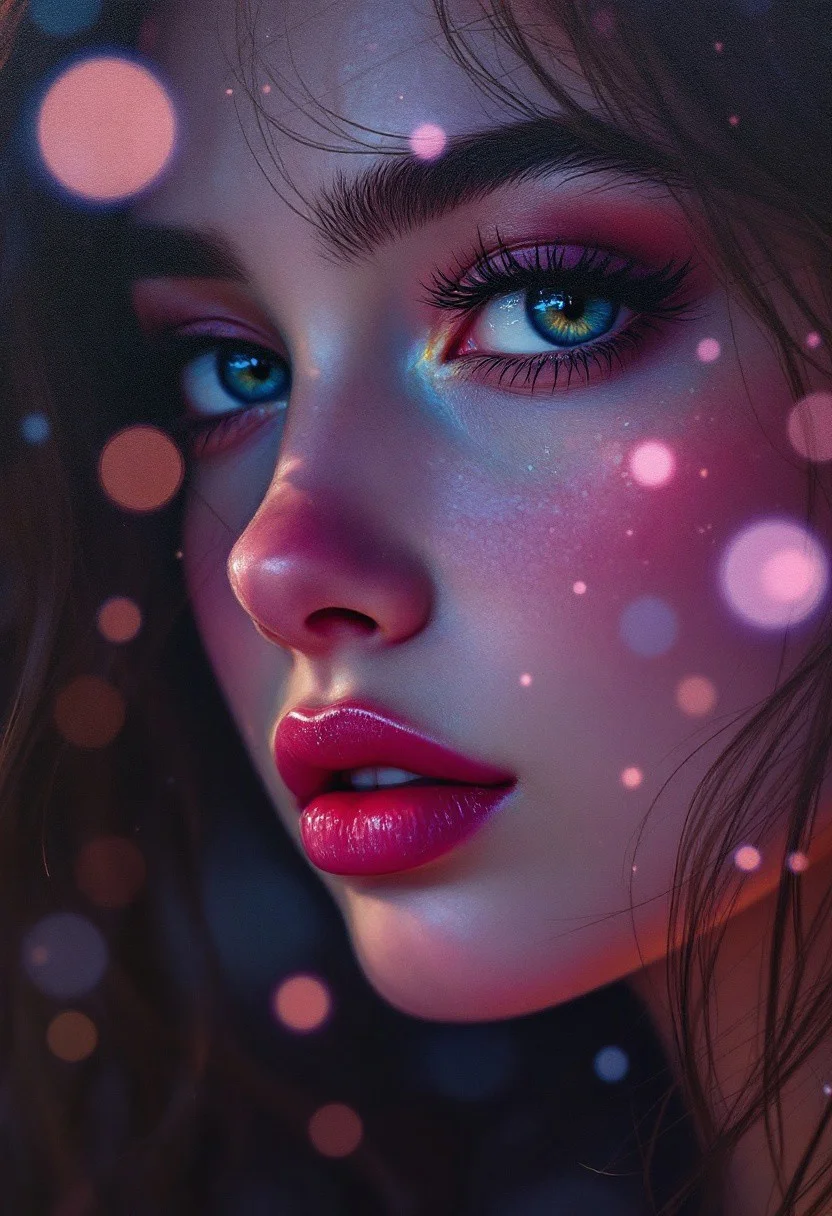 digital oil pastel on canvas, lifelike anime, ultra realistic, by Jeremiah Ketner and Audrey Kawasaki and Alena Aenami, incredibly cute girl's face, chiaroscuro, bokeh,