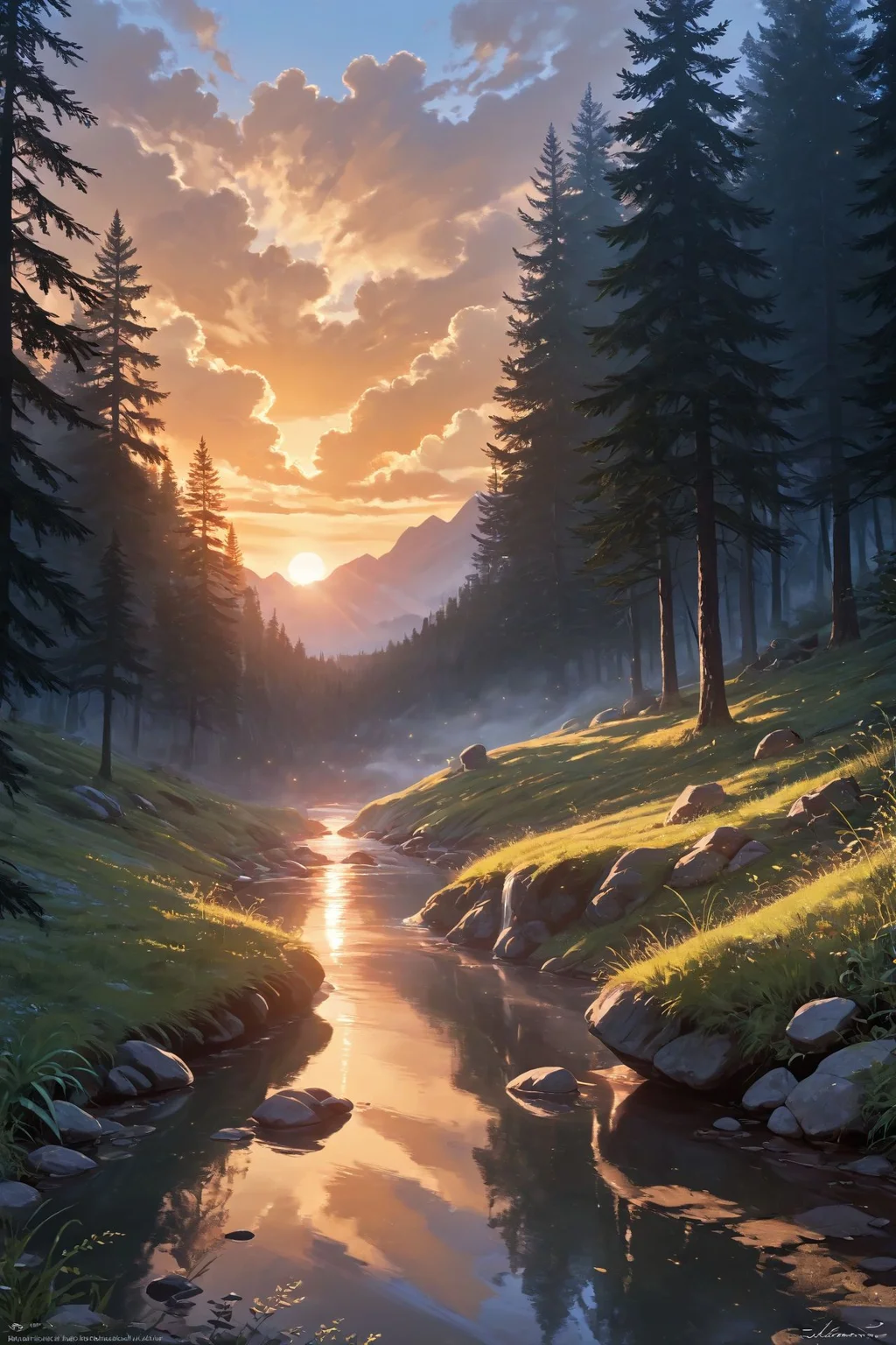colorful,detailed background,Cinematic Lighting,film grain,score_9,score_8_up,score_7_up,zPDXL2,masterpiece,best quality,highly detailed,
<lora:(增强)sdxl_lightning_8step_lora:1>,<lora:glowneon_xl_v1:1>,glowing,<lora:hand 4:1>,hand person,<lora:Expressive_H:0.8>,Expressiveh,<lora:1llum1XLP:0.8>,1llum1,
fine art parody,forest,trees,lake,sunset,