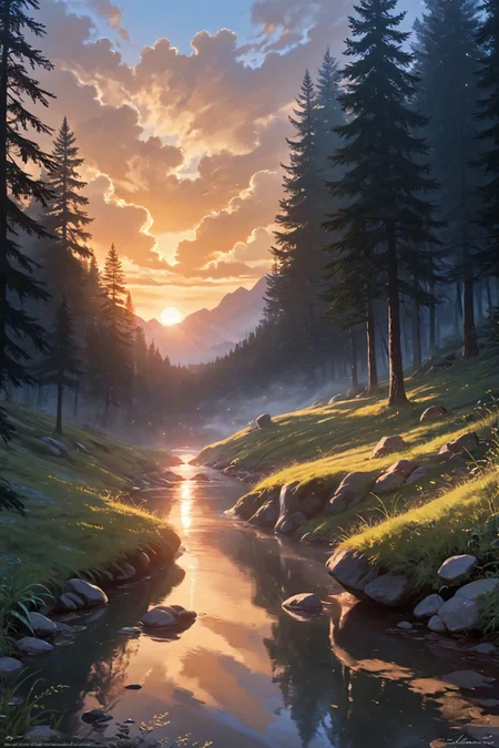 colorful,detailed background,Cinematic Lighting,film grain,score_9,score_8_up,score_7_up,zPDXL2,masterpiece,best quality,highly detailed,
<lora:(增强)sdxl_lightning_8step_lora:1>,<lora:glowneon_xl_v1:1>,glowing,<lora:hand 4:1>,hand person,<lora:Expressive_H:0.8>,Expressiveh,<lora:1llum1XLP:0.8>,1llum1,
fine art parody,forest,trees,lake,sunset,