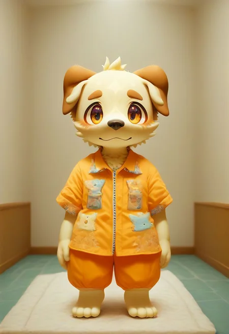 furry, anthro, cute, kemono, male focus, solo, dog, score_9, score_8_up, male, full body, digital art, highly detailed, zPDXL2, SurrealWorld, surreal, dog that wear beauty colorful clothes standing in a bedroom, looking at the viewer
