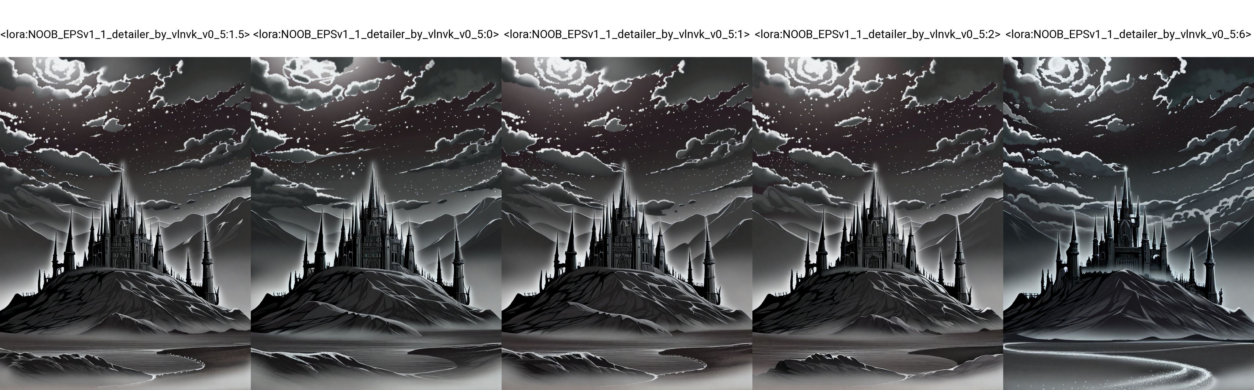 landscape, fantasy, castle, forrest, mountain, dark, dark theme, darkness, no humans, 
satou kuuki, momoko \(momopoco\), yusha m, dishwasher1910, kcar66t, torino aqua, shunichi, ebifurya,
masterpiece,best quality,amazing quality,very aesthetic,absurdres,newest,  anime screenshot, crisp, sharp,
 <lora:NOOB_EPSv1_1_detailer_by_vlnvk_v0_5:1.5>